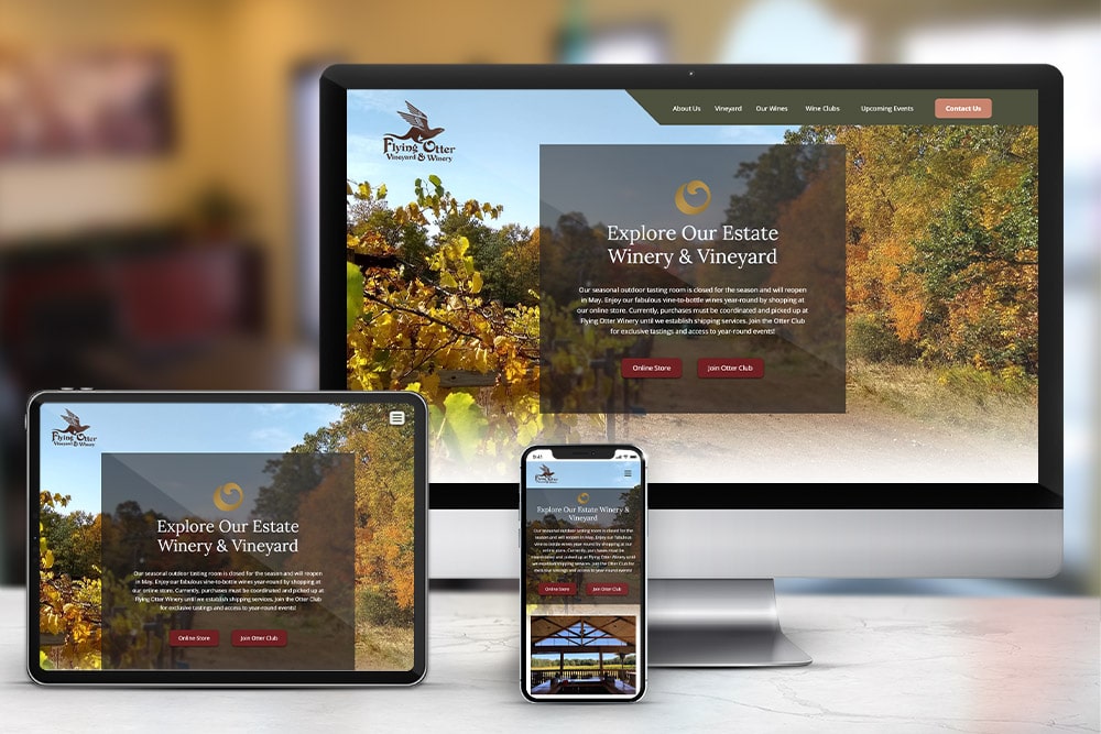 Responsive display of the 'Flying Otter' website, created by CPS.